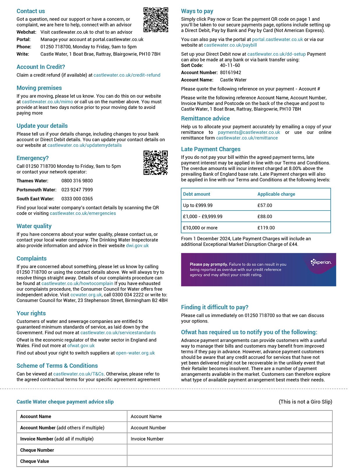 Castle Water Bill Page 2