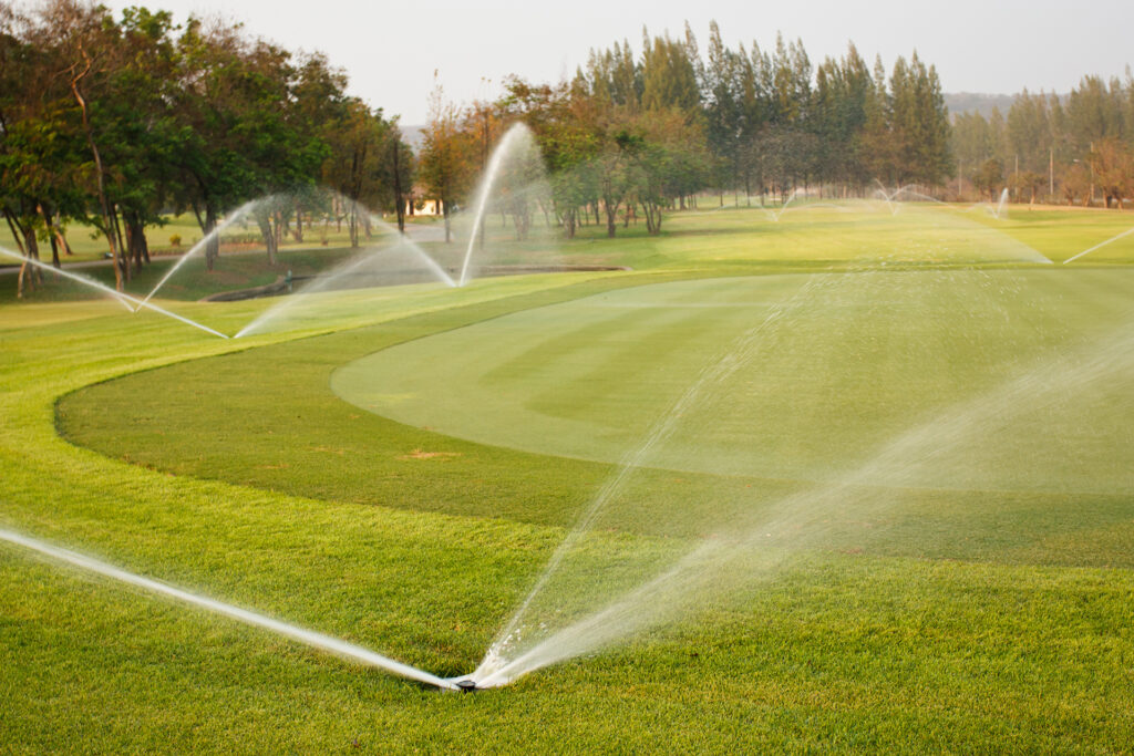 sprinklers at golf club