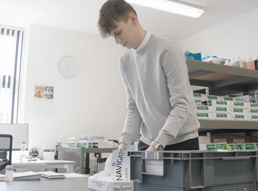 Young man working in a office