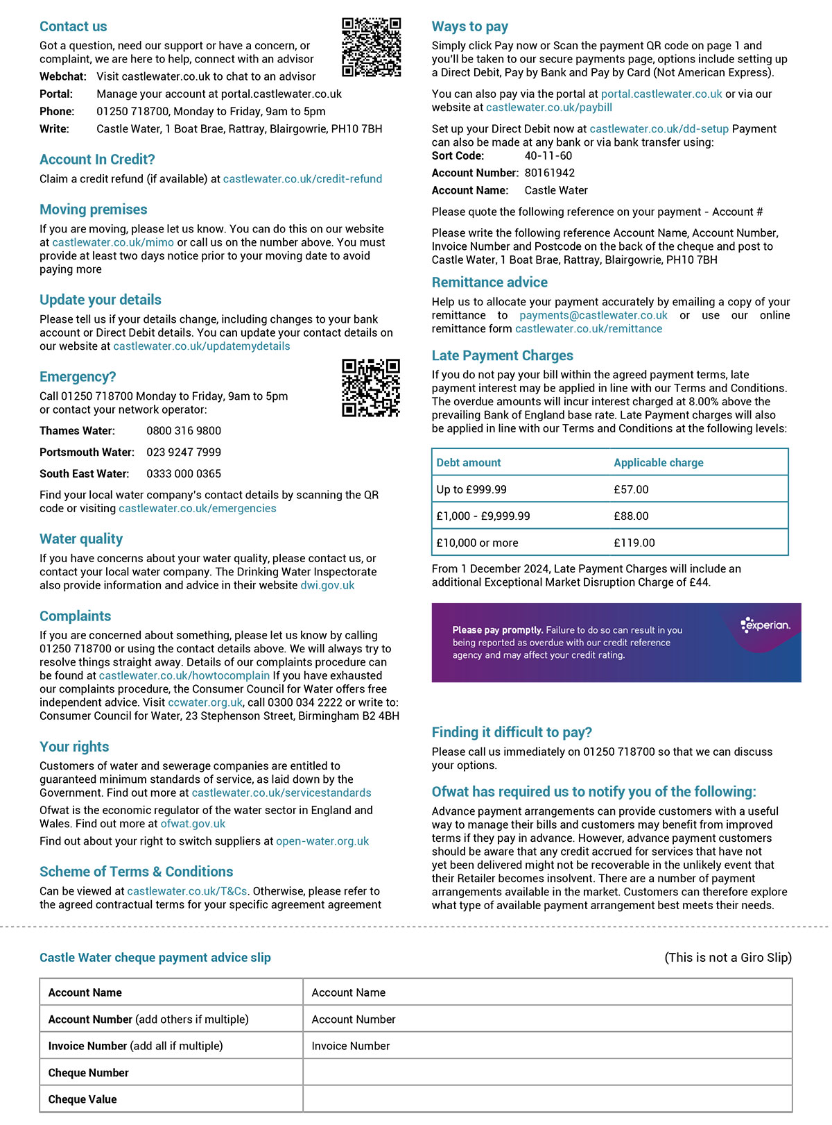 Castle Water Bill Page 2