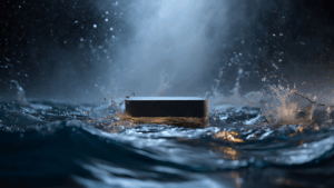 Black box flotaing on water